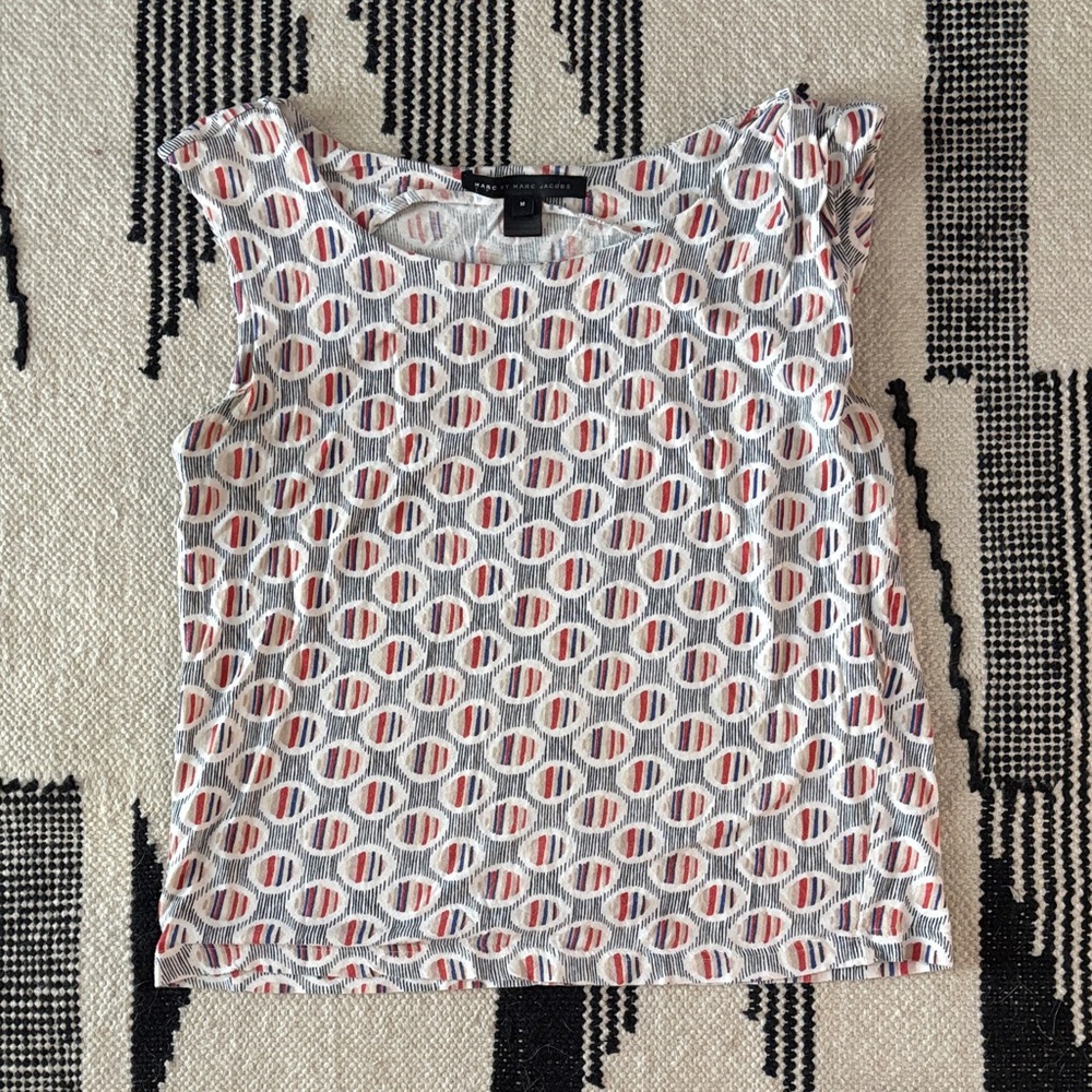 Marc By Marc Jacobs Striped Circle Tank Top